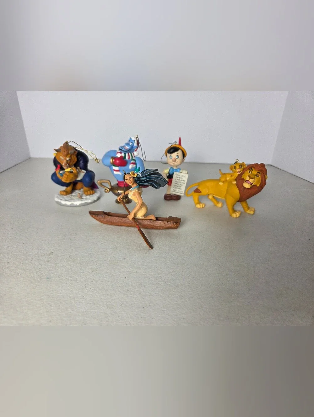 Lot of 5 Vintage Disney Ornaments Figurines Grolier Hallmark Beast Simba